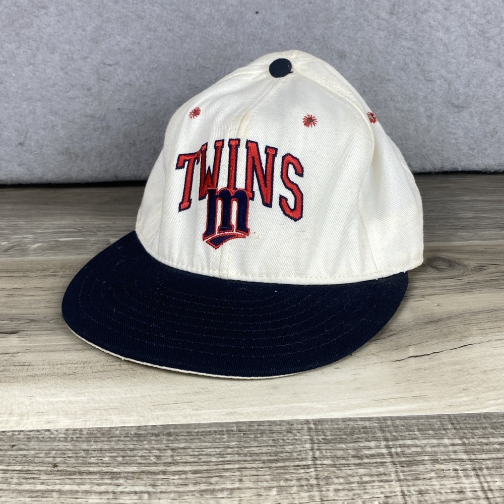 Vintage Annco Minnesota Twins Snapback Hat Cap Spellout Logo MLB Flat Bill